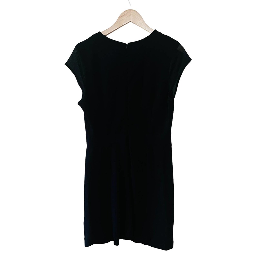 French Connection Mesh Detail Cap Sleeves Sheath Dress Size 10 Black - Picture 2 of 8